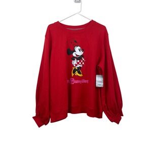 Disney World Minnie Mouse Red Balloon Sleeve Sweatshirt Women's 1X New